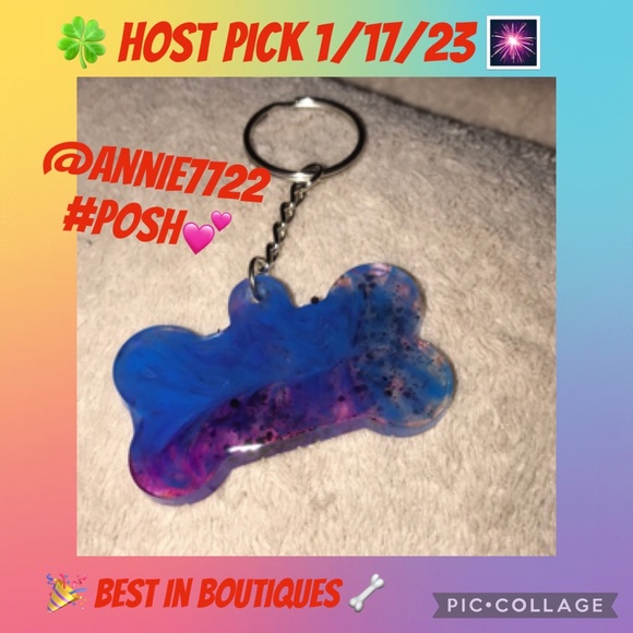 Unique Custom epoxy bone 🦴 shaped keychain multi colored by Me - Picture 1 of 3